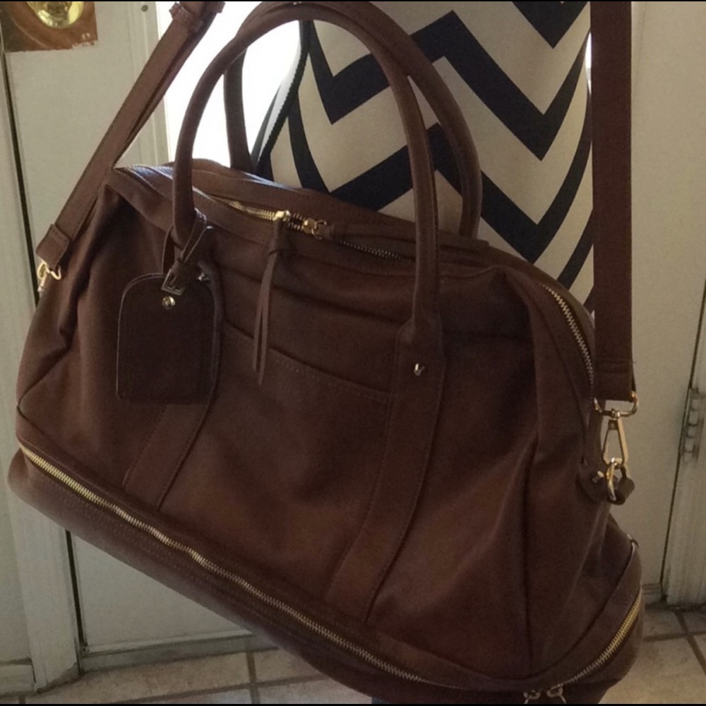 Sole Society large travel duffel tote bag cognac